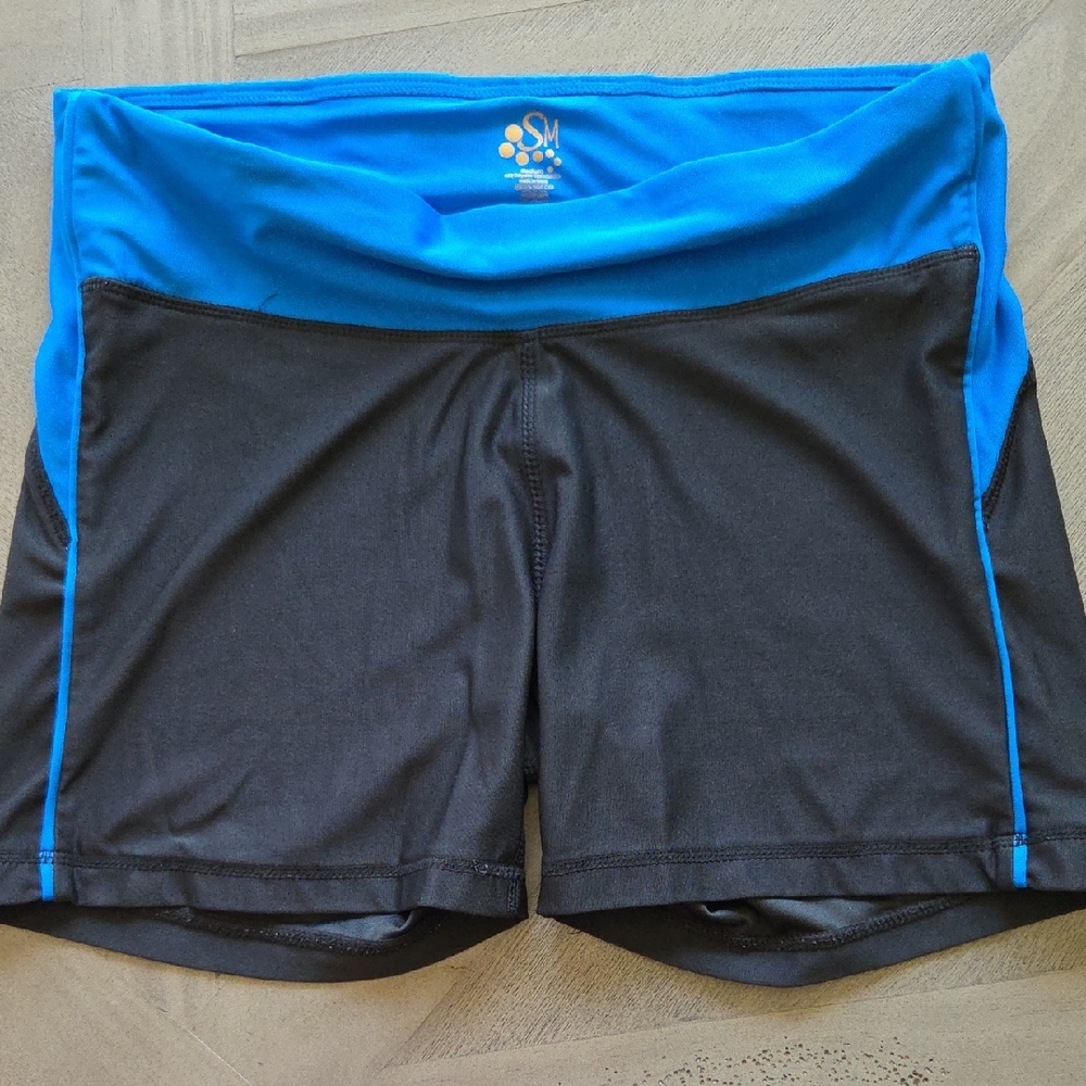 SM Performance Blue and Black Athletic Shorts